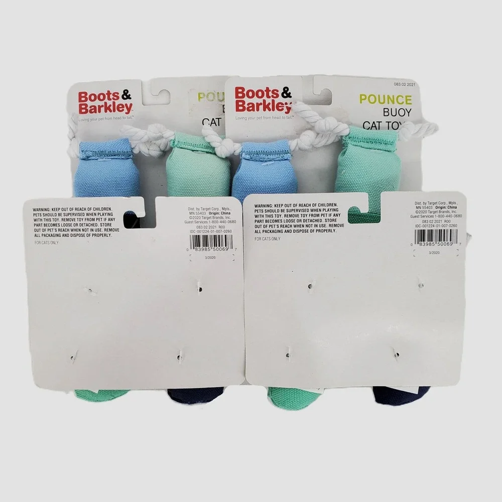 Boots & Barkley Pounce Buoy Cat Toys Blue Teal‎ Nautical Rope 4 Packs 8 Toys New
